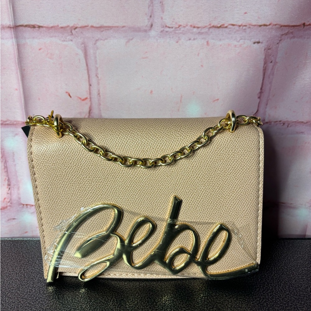 bebe Blush Crossbody Bag with Gold Script Logo